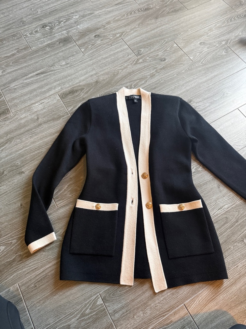 Express Black & Cream Long Knit Cardigan Jacket xs